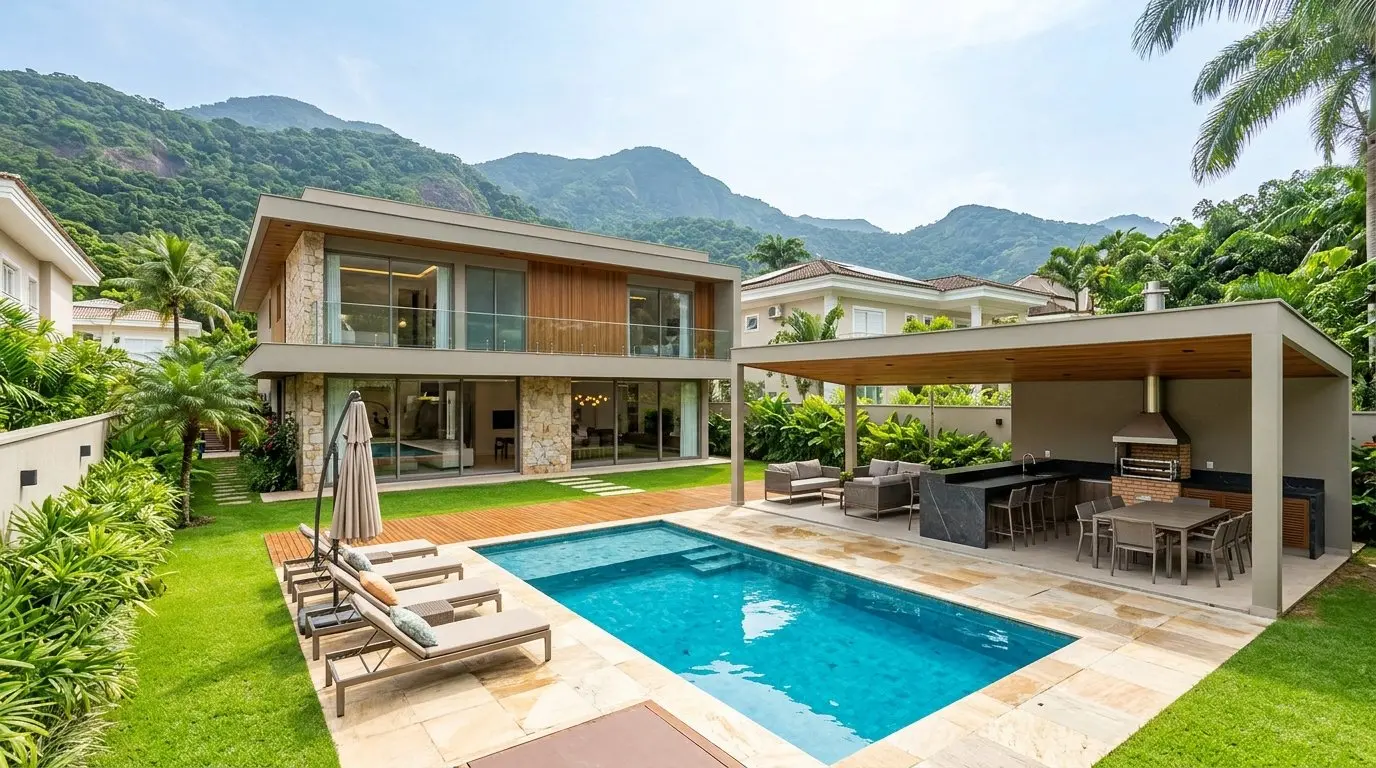 Casa com piscina em condomínio no Recreio